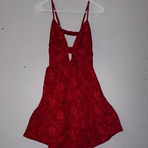 Red Lace Sleeveless Dress